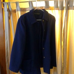 Blue wool pea coat with front pockets